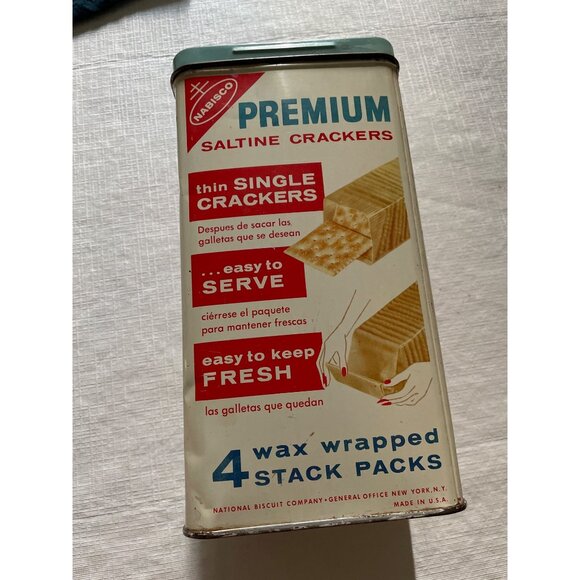 Vintage Nabisco Premium Saltine Crackers Tin Container 14 Oz - Picture 2 of 9
